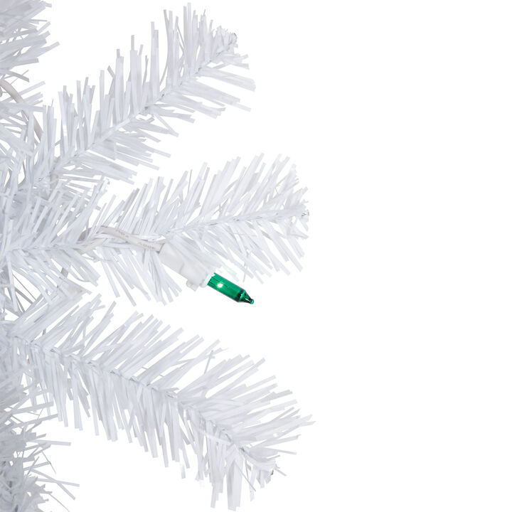 6.5' Pre-Lit Woodbury White Pine Pencil Artificial Christmas Tree  Green Lights