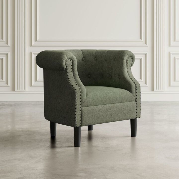 Jofran Contemporary Upholstered Barrel Curved Back Accent Chair