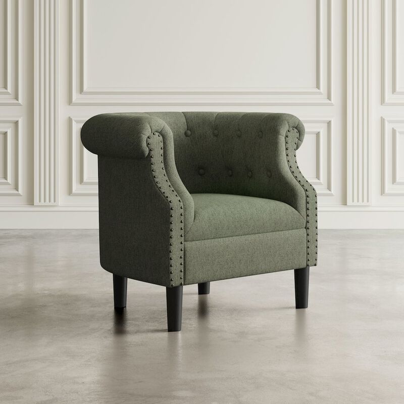 Jofran Contemporary Upholstered Barrel Curved Back Accent Chair