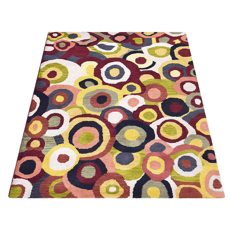 RUGSOTIC CARPETS HAND TUFTED WOOL ECO-FRIENDLY AREA RUGS  - 3'x5', Rectangle Shape, Multicolor, Contemporary Modern Design, High Pile Handmade Area Rugs for Living Room, Bed Room (K11125)