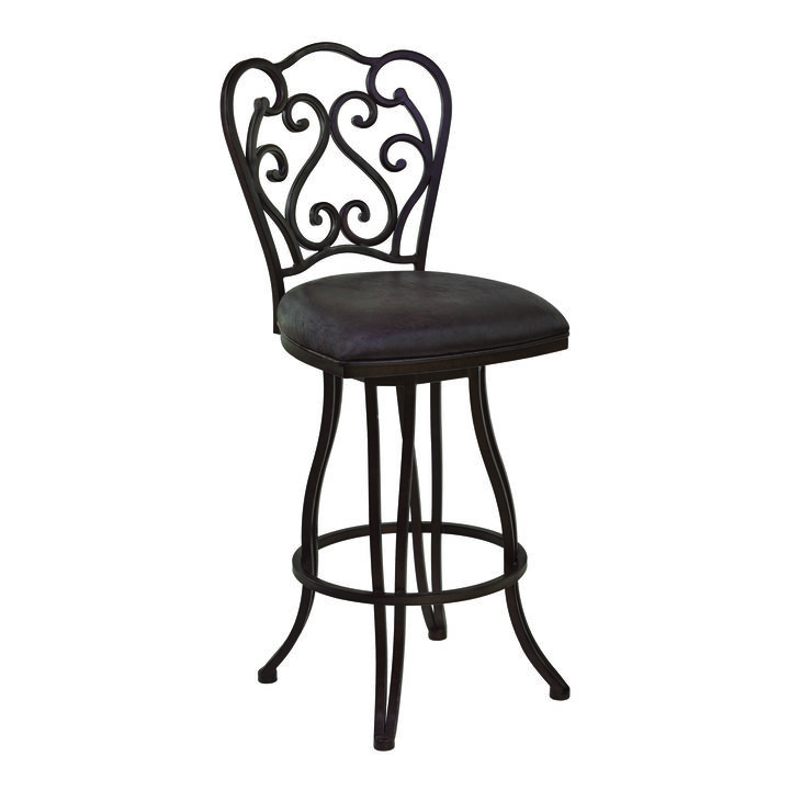Celeste Bar Height Metal Swivel Barstool in Bandero Espresso Fabric and Auburn Bay Finish