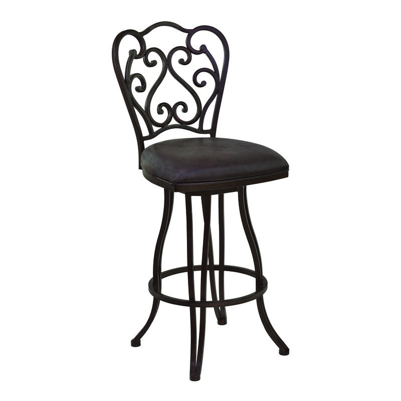 Celeste Bar Height Metal Swivel Barstool in Bandero Espresso Fabric and Auburn Bay Finish