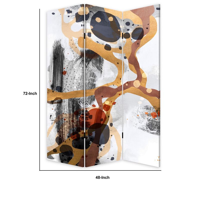 72 Inch 3 Panel Canvas Room Divider with Splash Print