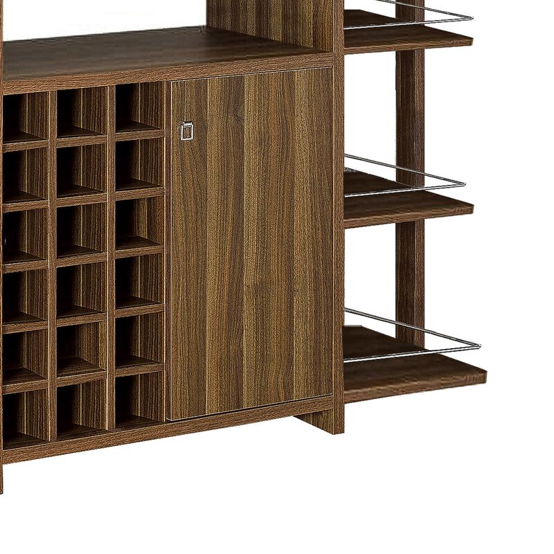 Sturdy Modern Bar Unit with Wine Bottle Storage - Benzara