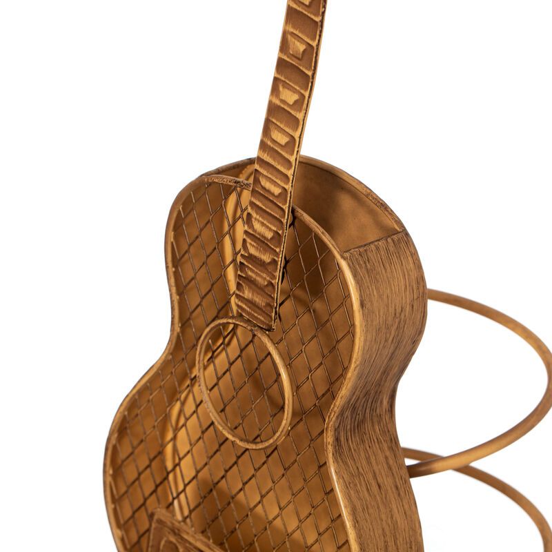 Vintiquewise Decorative Metal Guitar Shape Wine Bottle and Cork Holder – A Unique Home Decor Piece and Countertop Accessory for Kitchens, Bars, and Dining Rooms, Great Collection for Wine Lovers