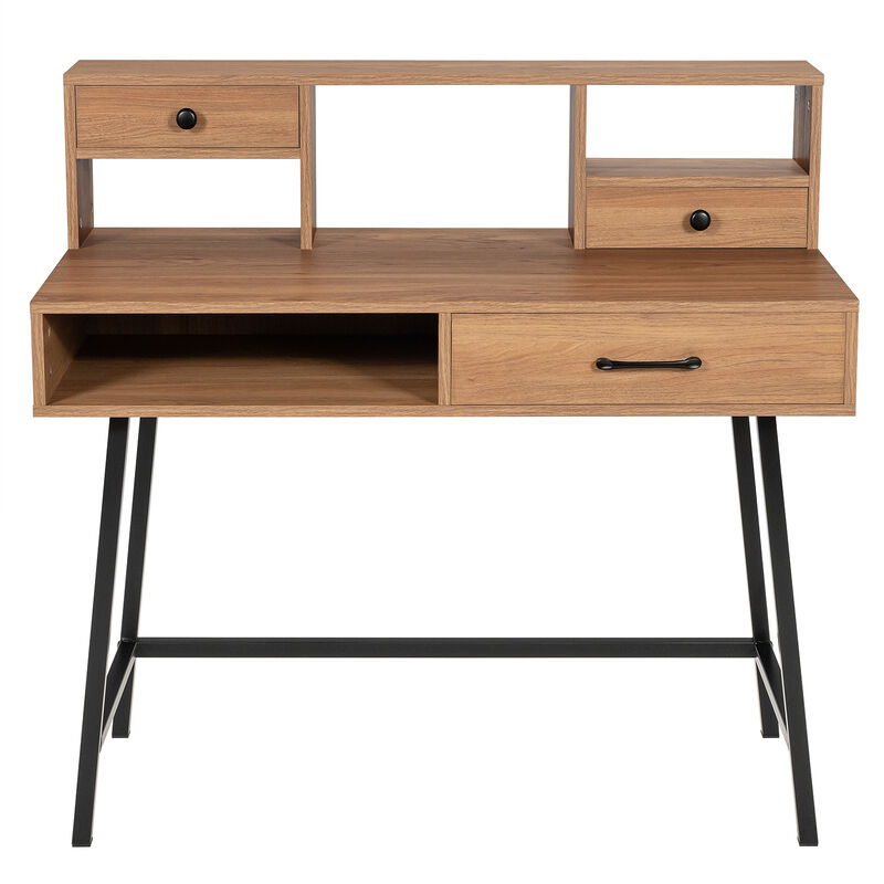 42-Inch Vanity Desk with Tabletop Shelf and 2 Drawers