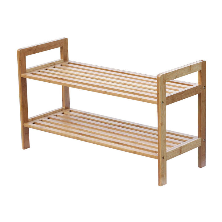 Oceanstar 2 Tier Bamboo Shoe Rack, Square