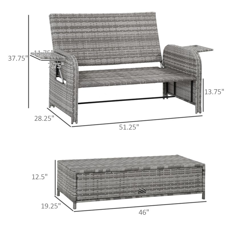 Woven Outdoor Lounge: 2-Seater Rattan Sofa with Storage