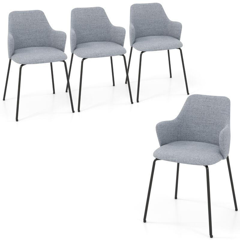 Dining Chairs Set of 2 with Curved Backrest, Wide Seat and Armrests