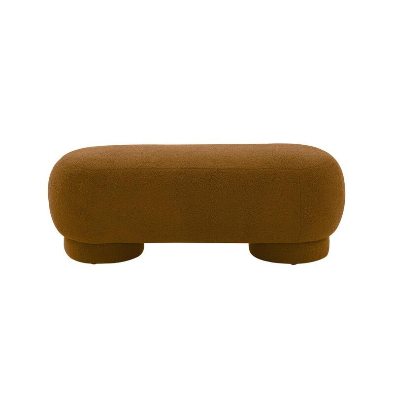 Belen Kox Cozy Cinnamon Brown Vegan Shearling Ottoman, Belen Kox