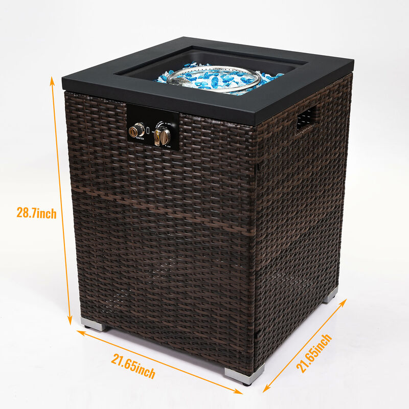 Streamdale Wicker Fire Pit Column With Glass Wind Guard