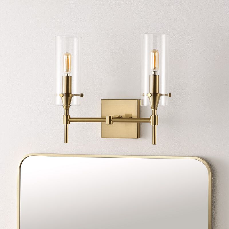 Cato Bohemian Farmhouse Iron/Glass LED Vanity