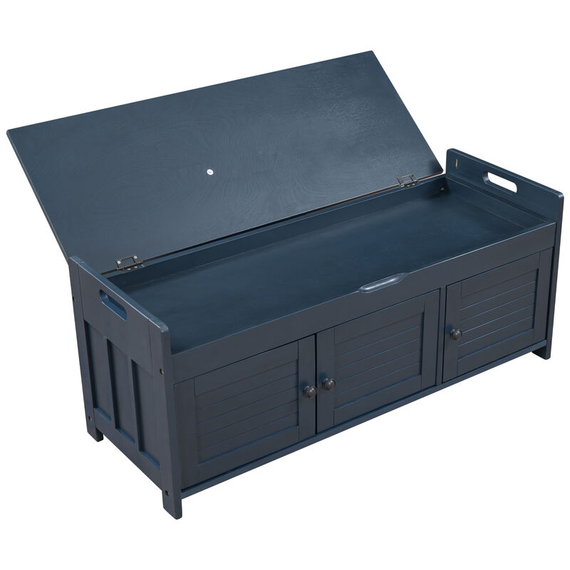 Merax Multifunctional 3 Shutter-shaped Doors Storage Bench