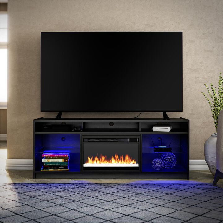 Ameriwood Home Terrene Fireplace Space Heater TV Stand for TVs up to 65"