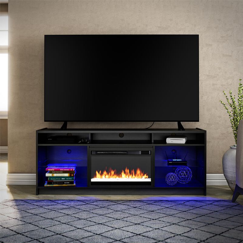 Ameriwood Home Terrene Fireplace Space Heater TV Stand for TVs up to 65"