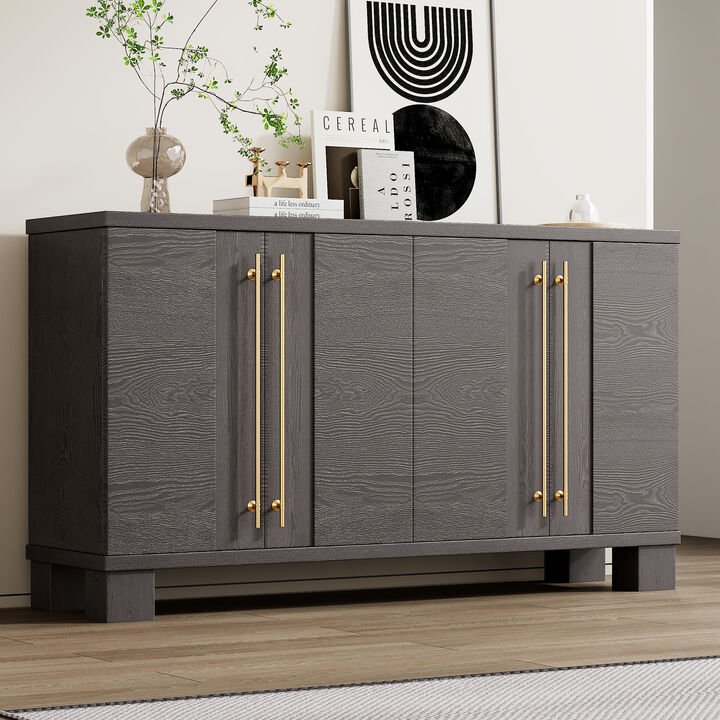 Clihome Sideboard Buffet Cabinet with Storage, Wood Sideboard with Adjustable Shelves and Gold Handles for Kitchen, Dining Room and Living Room (Antique Navy)