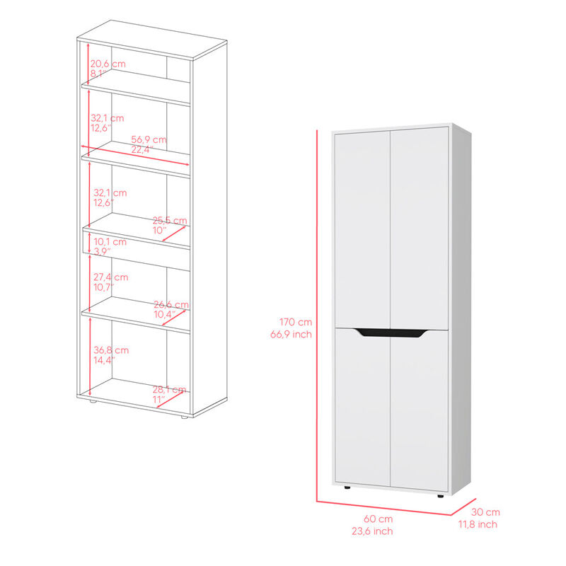 Multistorage Kitchen Pantry Hepler, Kitchen, White / Black