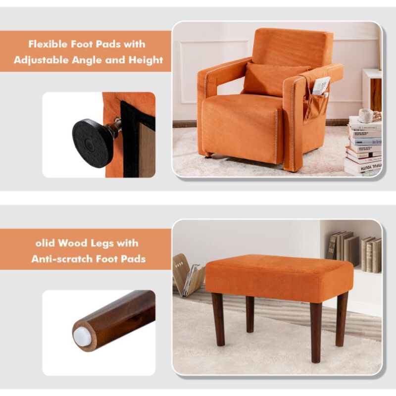 Hivvago Modern Berber Fleece Accent Chair with Ottoman and Waist Pillow for Living Room