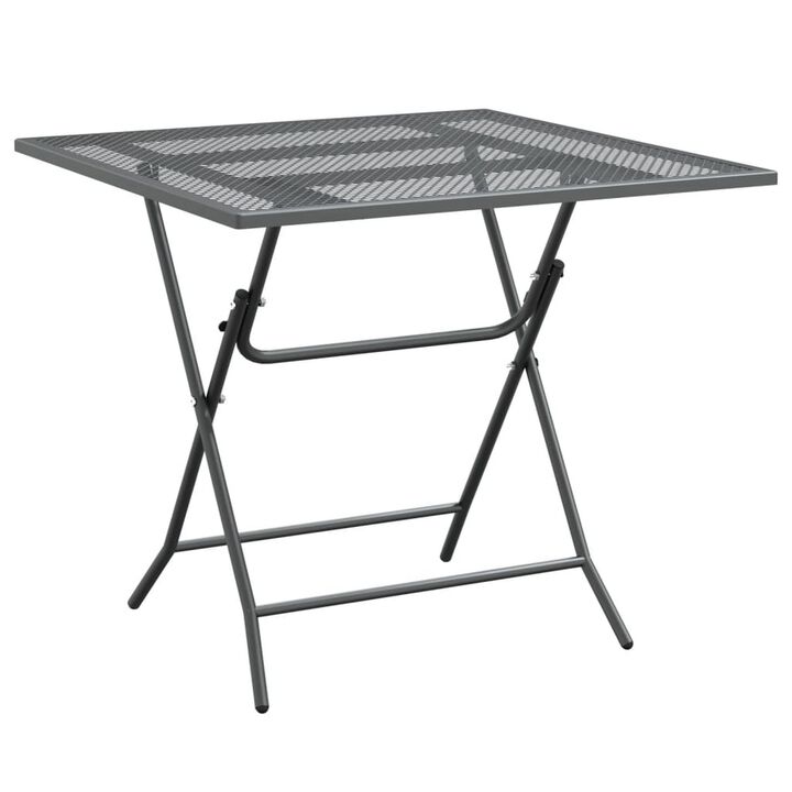 Yoko 3pc Outdoor Breakfast Table and Chairs Set, Foldable, Dark Gray - Benzara