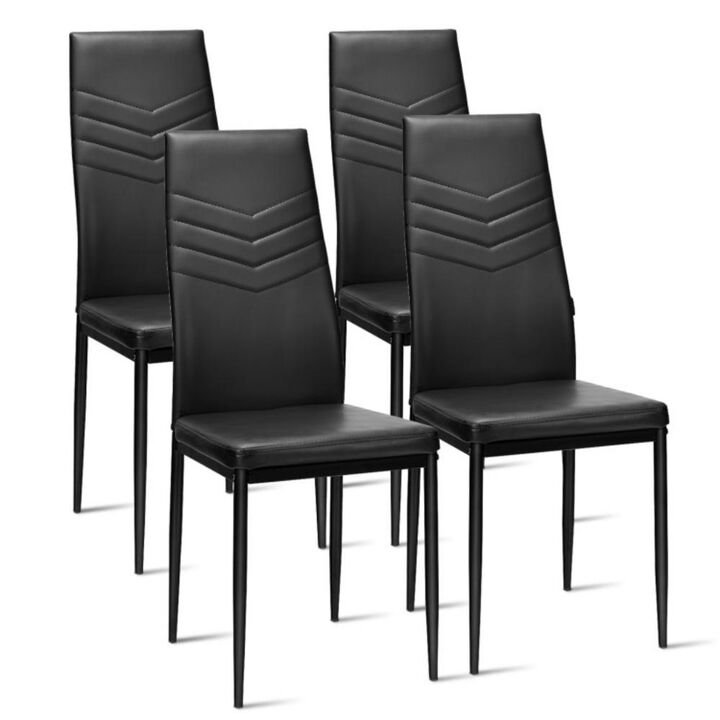Hivvago Set of 4 High Back Dining Chairs with PVC Leather and Non-Slip Feet Pads