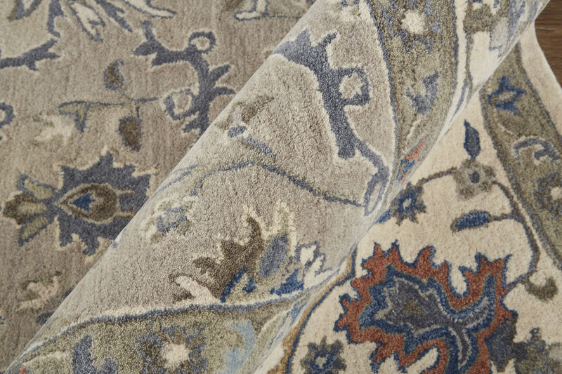 Rylan 8640F Taupe/Ivory/Blue 5' x 8' Rug