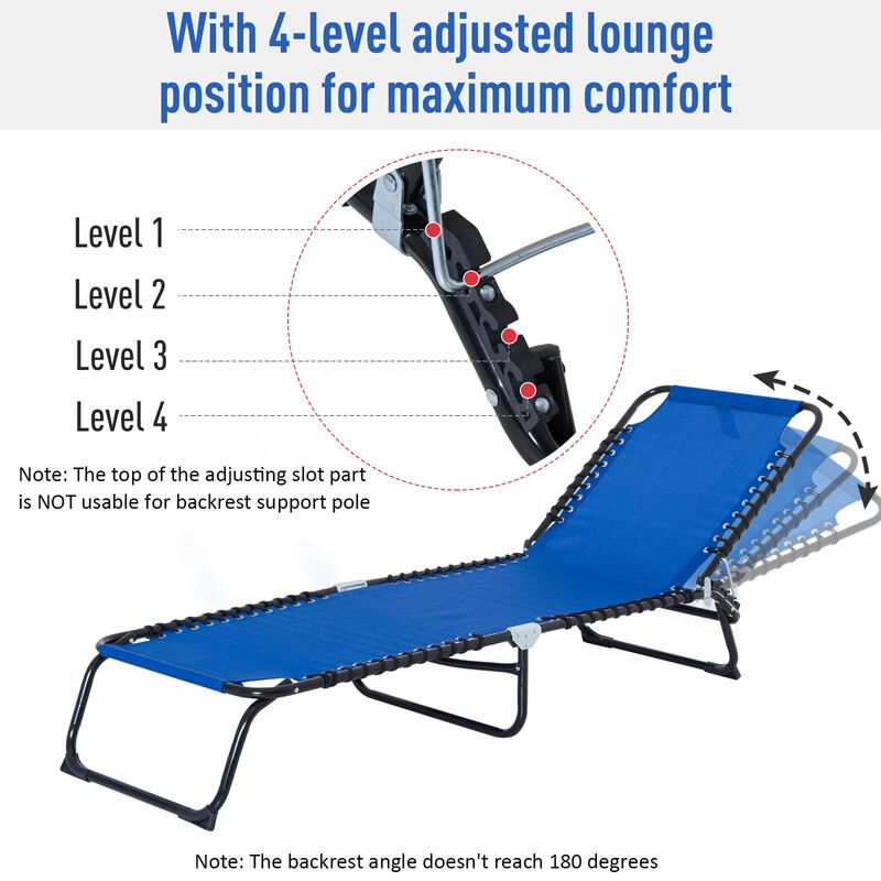 Dark Blue Adjustable Lounger: Foldable 4-Position Outdoor Chaise Bed
