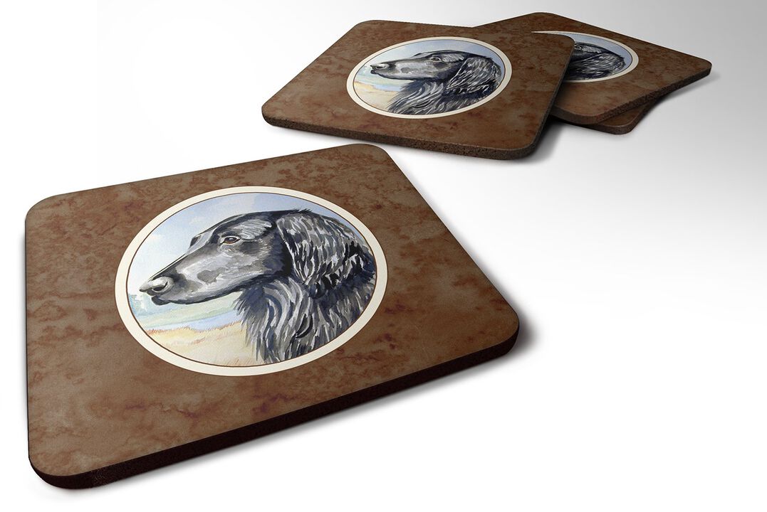 Caroline's Treasures 7064FC Flat Coated Retriever Foam Coasters (Set of 4), 3.5, Multicolor