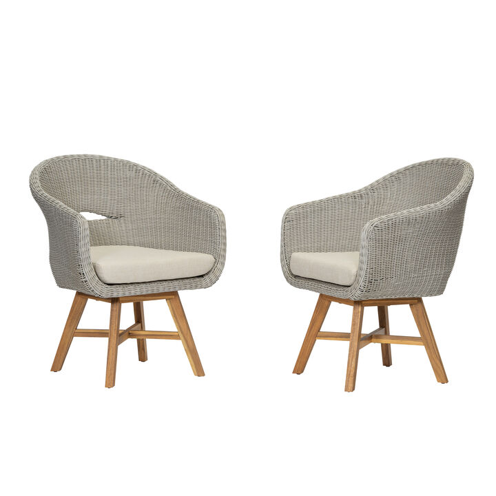 Merax Outdoor Dining Arm Chair with Cushion 2 PCS