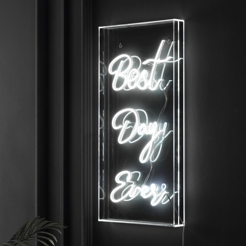Best Day Ever 11.75" X 23.63" Contemporary Glam Acrylic Box USB Operated LED Neon Light