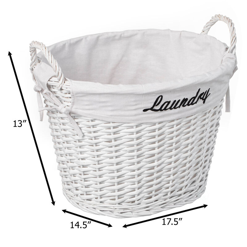 Wickerwise Handwoven Laundry Basket with Liner & Handles - Boho Decorative Storage Hamper for Clothes Blankets Pillows and Towels - Ideal for Laundry Room Bathroom Bedroom and Living Room, Brown