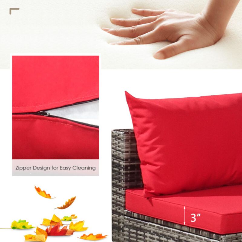 Hivvago 7 Pieces Patio Rattan Furniture Set Sectional Sofa Garden Cushion