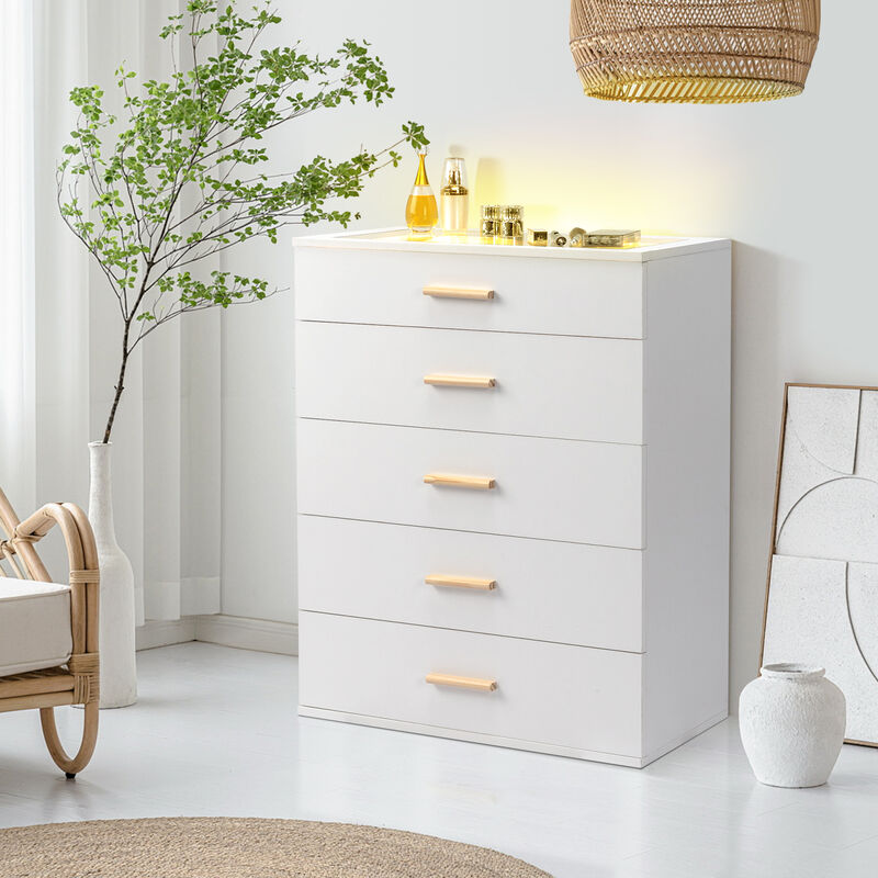 5-Drawer Cabinet with RGB Lights Stylish Storage with LED Lighting for Home or Office
