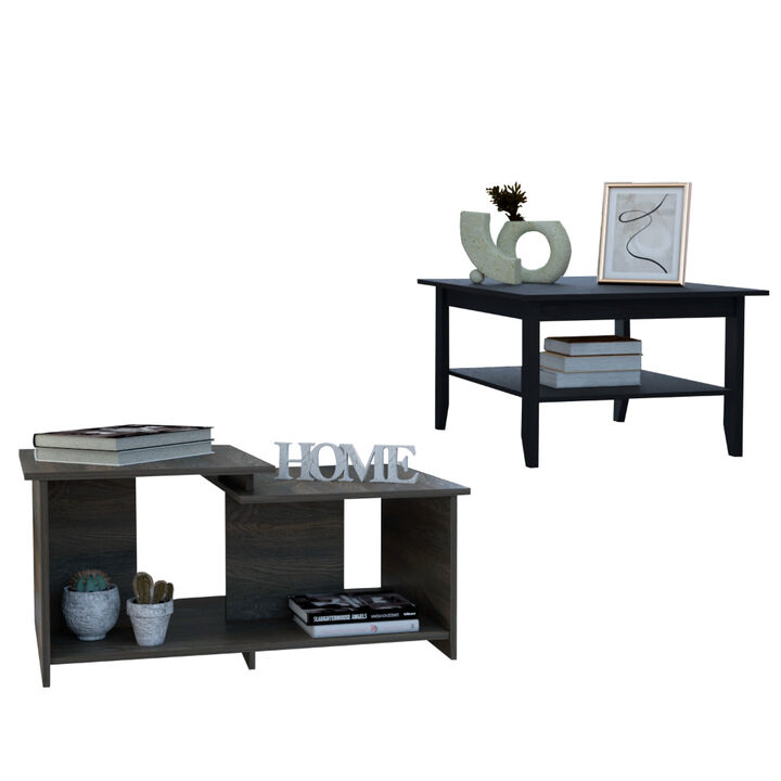 DEPOT E-SHOP Houston 2 Piece Living Room Set, Black /Espresso