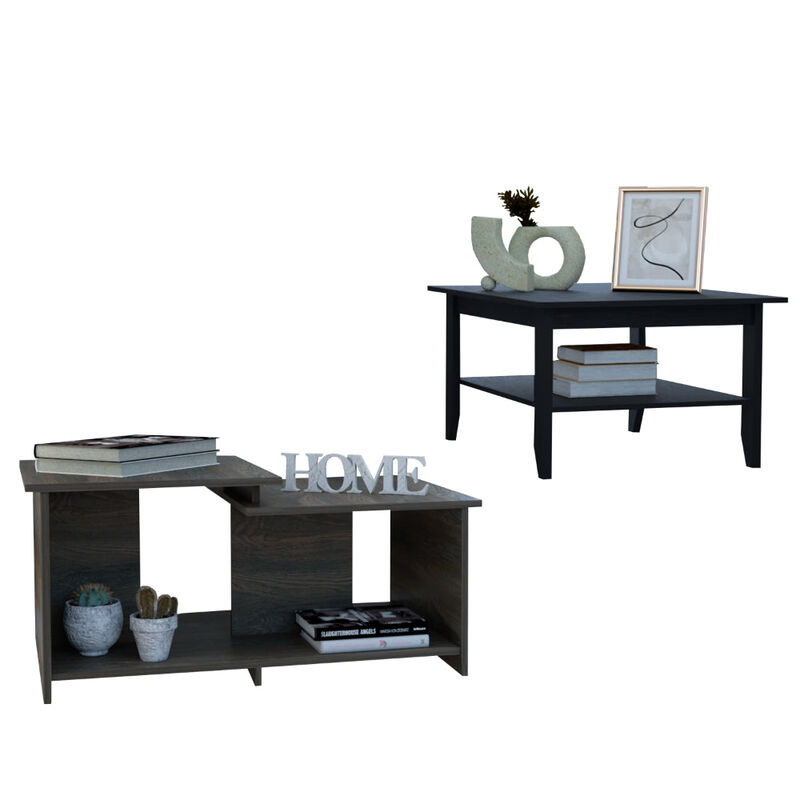 DEPOT E-SHOP Houston 2 Piece Living Room Set, Black /Espresso