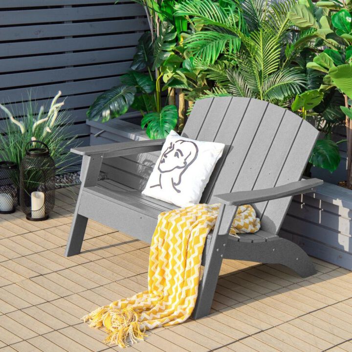 Hivvago HDPE Patio Adirondack Chair for Porch Garden Backyard-Gray