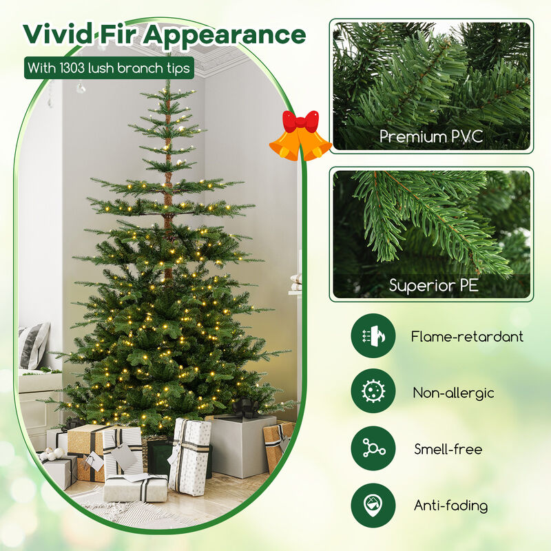 Hinged Artificial Pre-lit Christmas Tree with Branch Tips