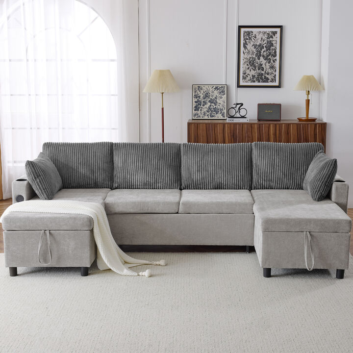 Merax Pull-out Sofa Bed with 2 Cup Holders