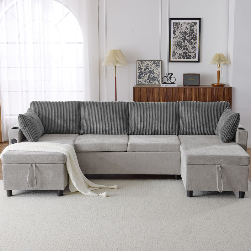 Merax Pull-out Sofa Bed with 2 Cup Holders