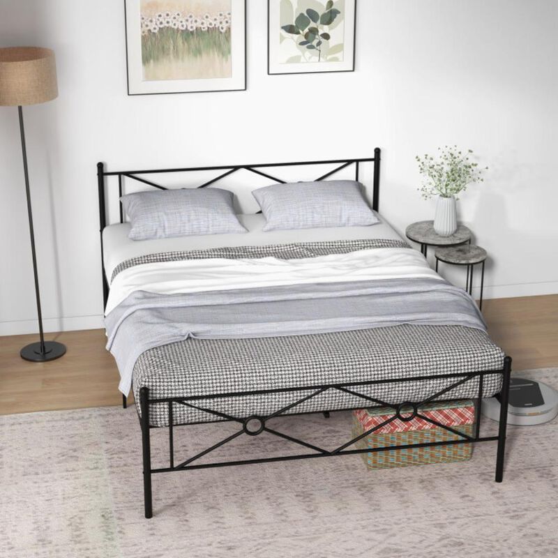 Hivvago Metal Platform Bed Frame with Headboard and Footboard