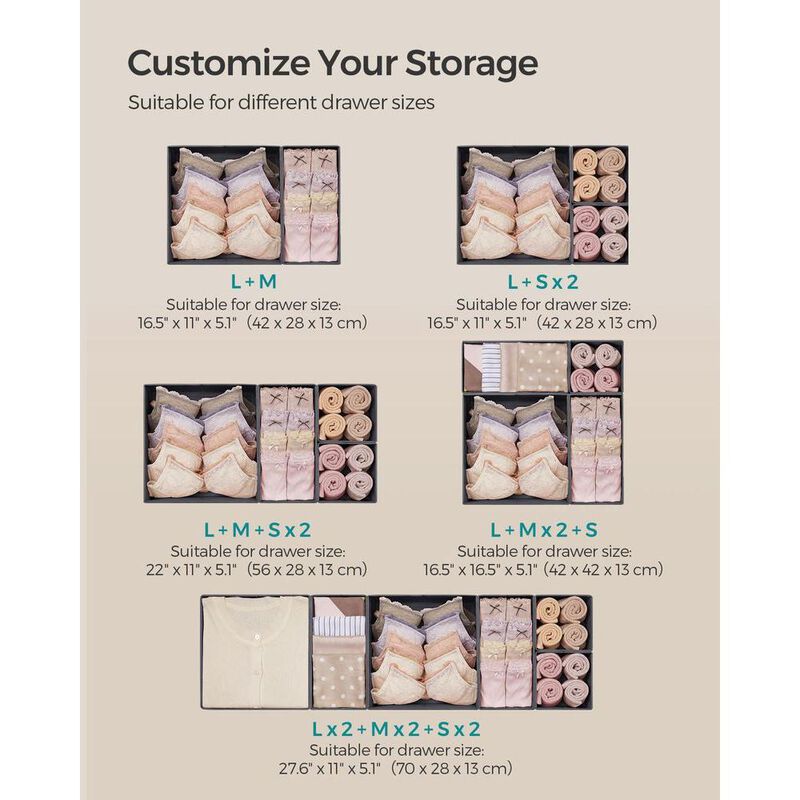 Drawer Organizer Set for Dresser Drawers – Adjustable and Versatile Storage Solutions