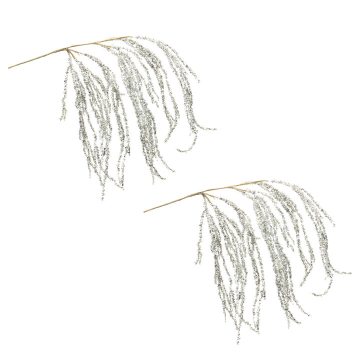 Hanging Branch Set of 2 with Sparkling Accents for Holiday and Festive Decor