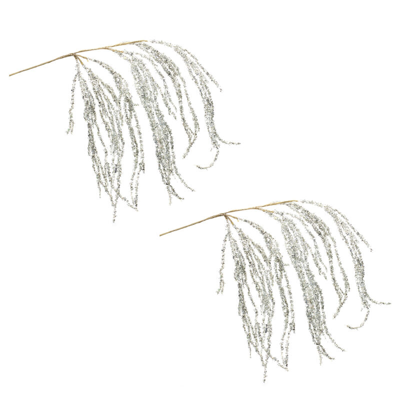 Hanging Branch Set of 2 with Sparkling Accents for Holiday and Festive Decor