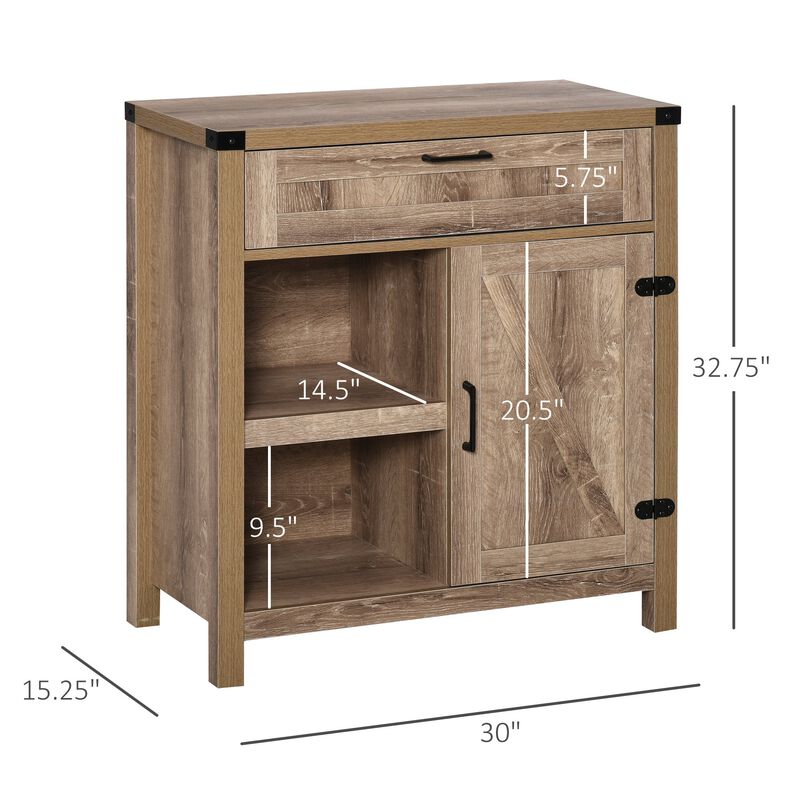 Light Oak Farmhouse Storage: Rustic Barn Door Sideboard Cabinet