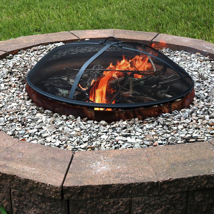 Sunnydaze Steel Round Fire Pit Spark Screen