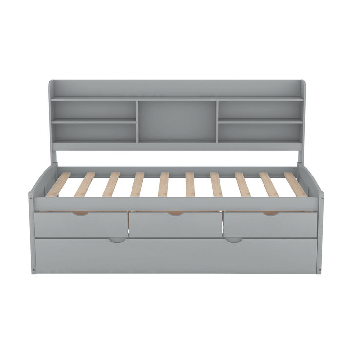 Merax Wooden Captain Daybed Bed with Bookshelves