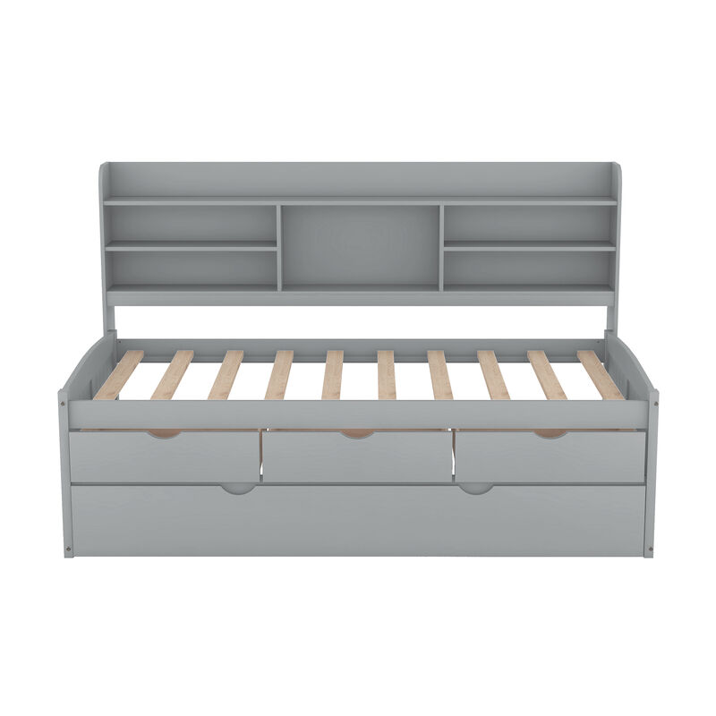 Merax Wooden Captain Daybed Bed with Bookshelves