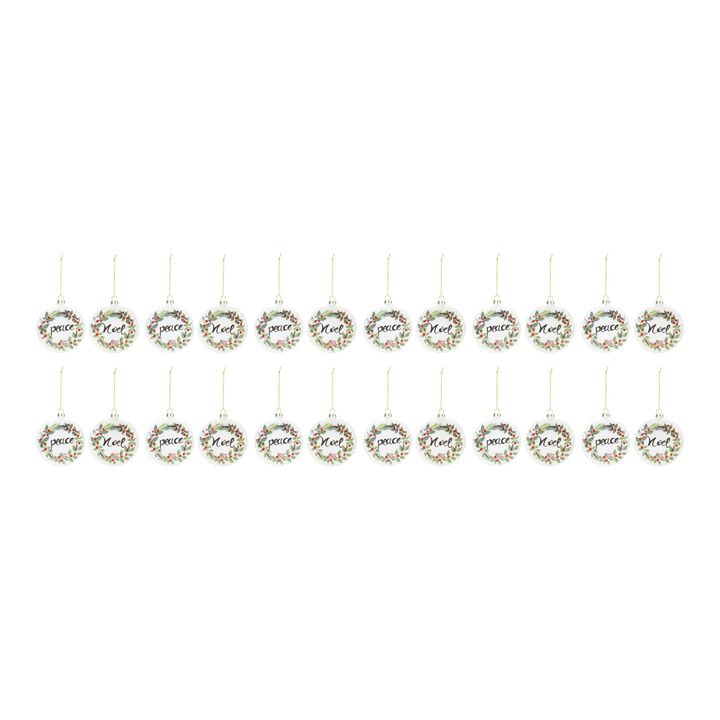 Peace And Noel Wreath Disc Ornament (Set of 12)