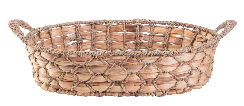 Set of 4 Seagrass Fruit Bread Basket Tray with Handles, Large