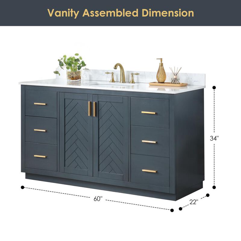 Altair 60 Single Bathroom Vanity Set in Classic Blue with Mirror