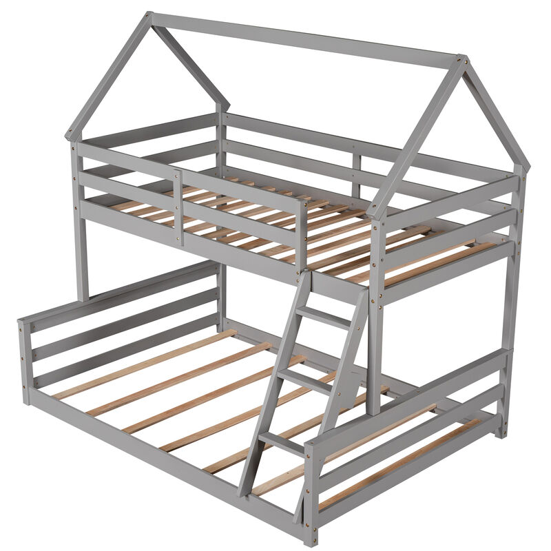 Merax House Bunk Bed with Built-in Ladder